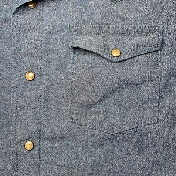 Wrangler Chambray Button Up Shirt Blue Western Style Long Sleeve Small - Picture 4 of 7